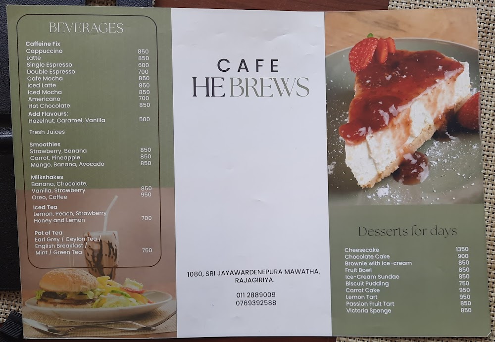 He Brews Coffee Menu